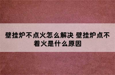 壁挂炉不点火怎么解决 壁挂炉点不着火是什么原因